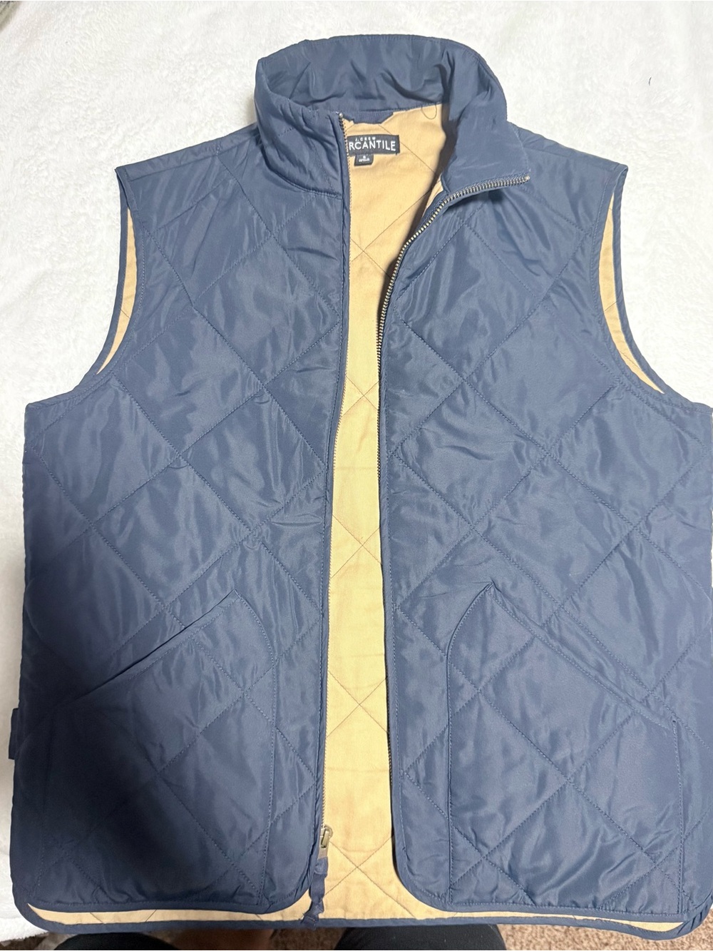 JCrew Quilted Men's Vest - Navy/Beige